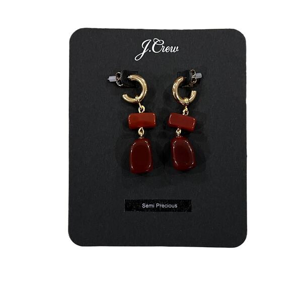 NWT J. Crew Vibrant Red Semiprecious Stone Drop Earrings - Sold Separately - Picture 5 of 10